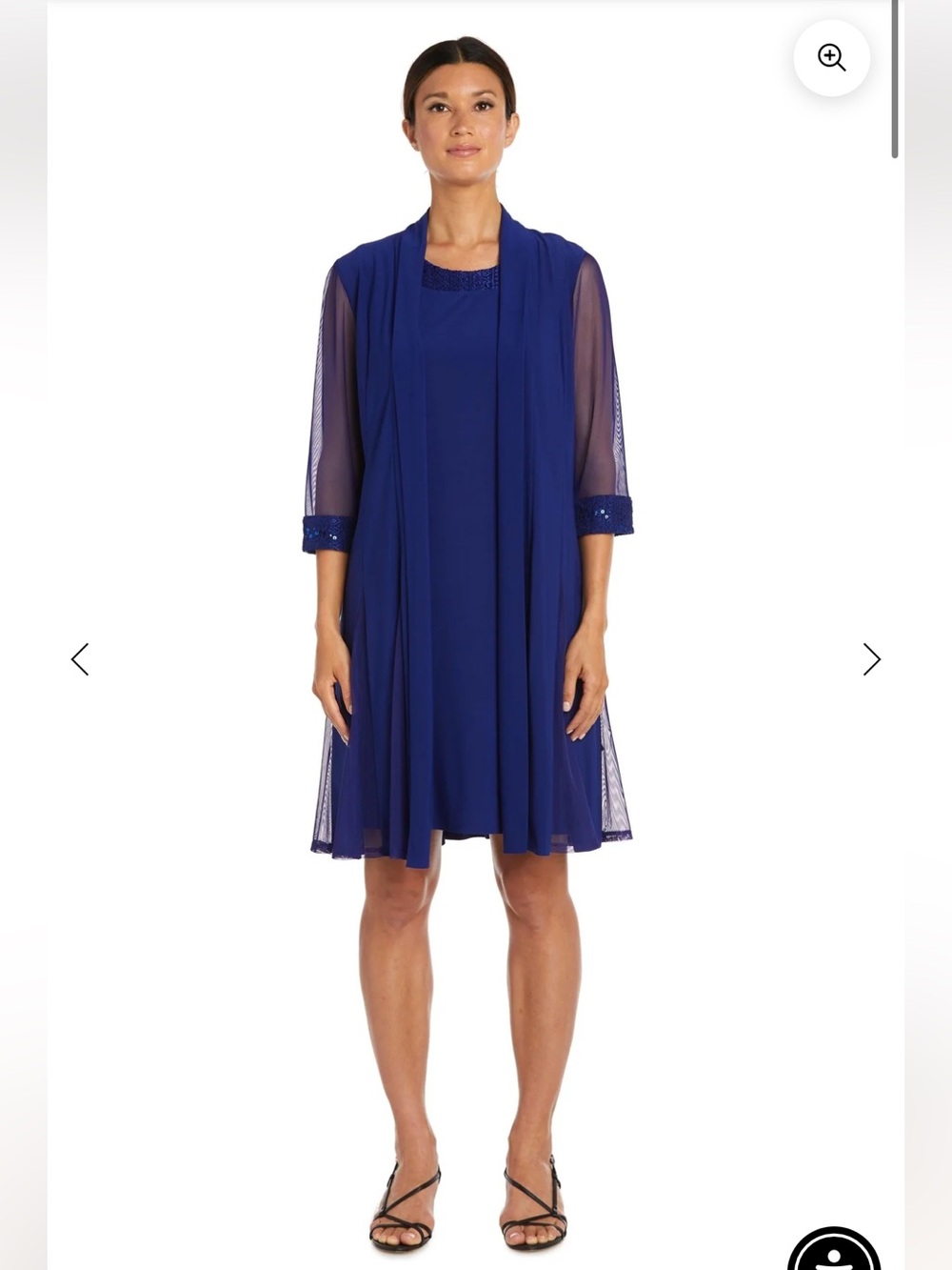 R&M Richards Dark Royal Blue Embellished Neckline Dress